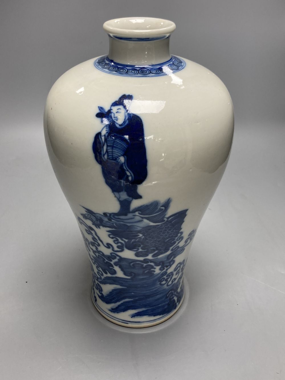 A Chinese blue and white figural vase, height 30cm